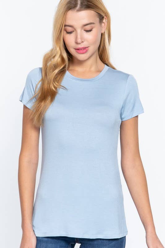 Short Sleeve Crew Neck Rayon Spandex Jersey Top