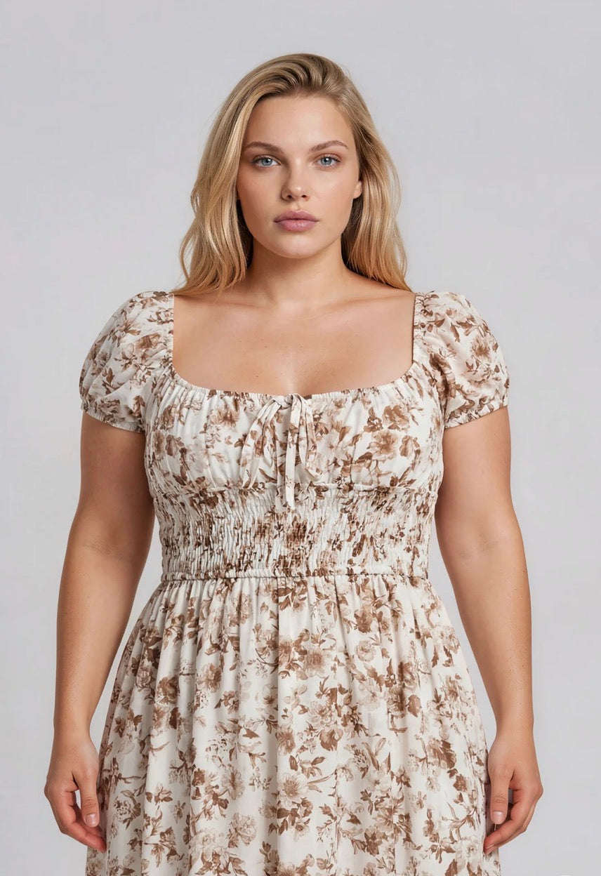 Plus Size Floral Toile Dress