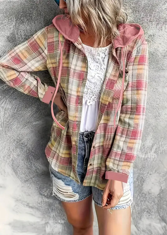 Pink Plaid Lightweight Hoodie