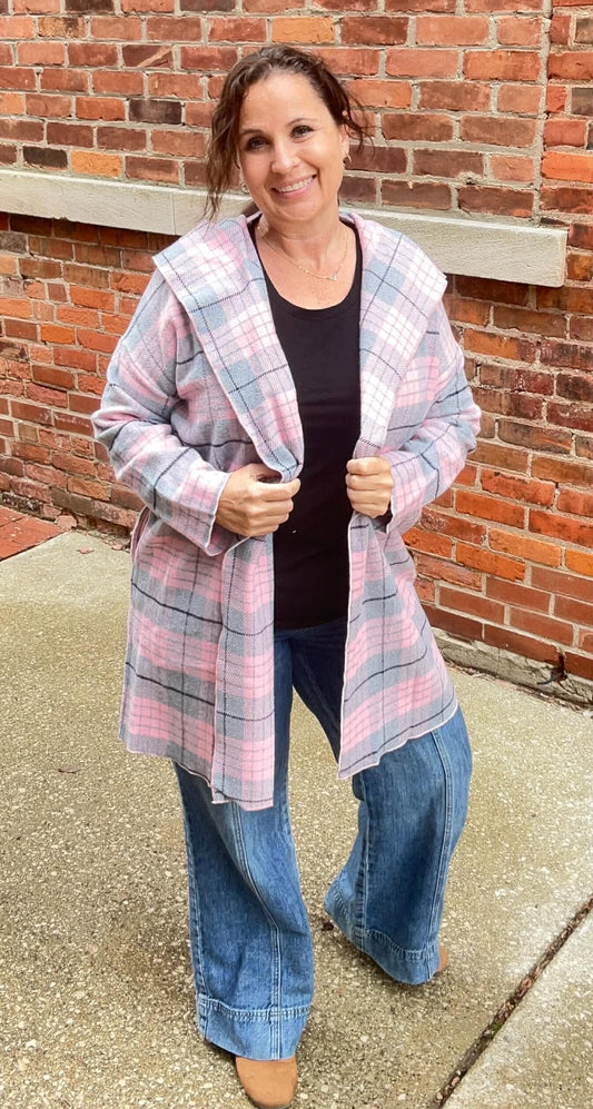 PLAID POCKETED HOODIE JACKET