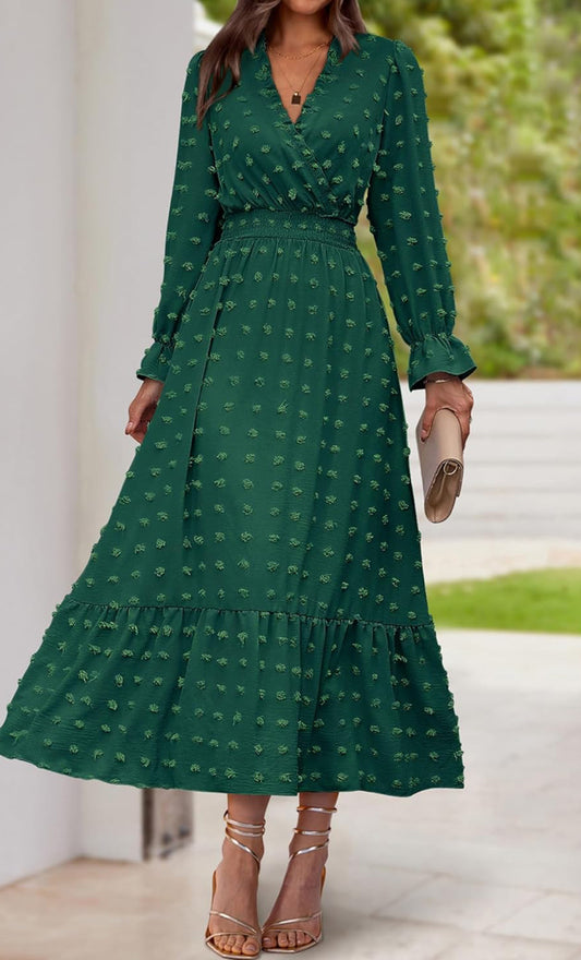 Swiss Dot A-Line Maxi Dress
