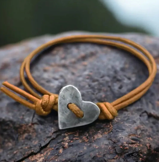Heart & Leather Bracelet
