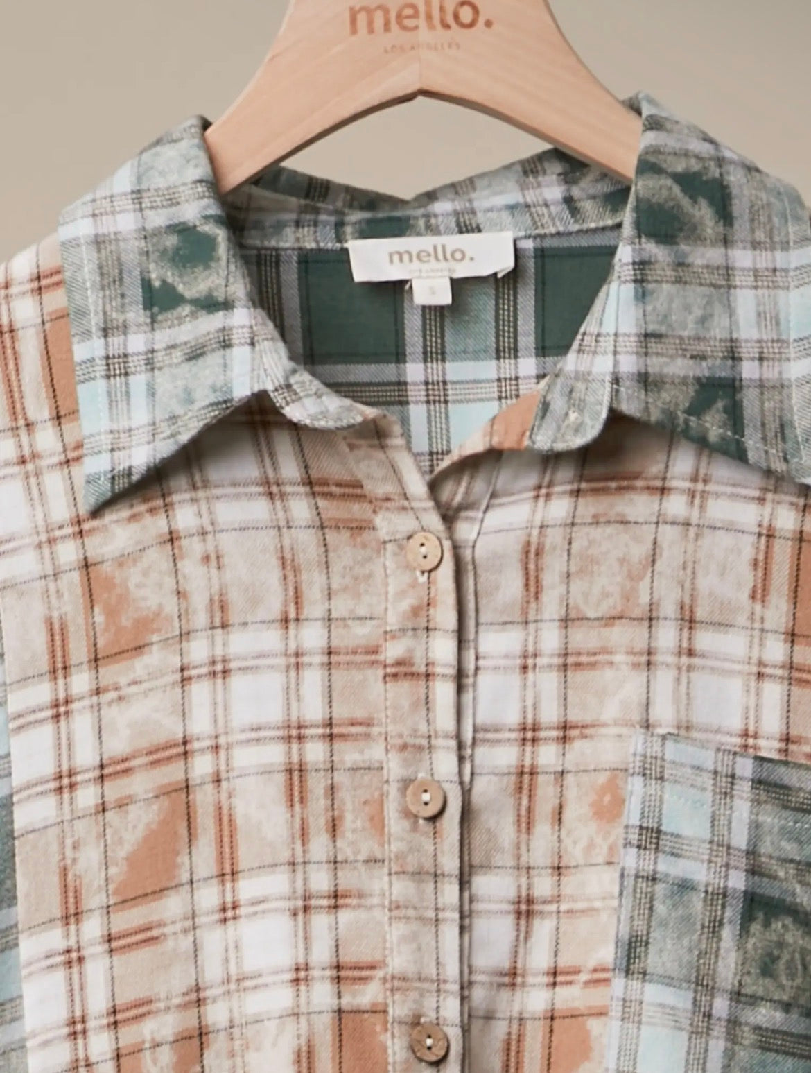 Vintage patchwork plaid shirt jacket