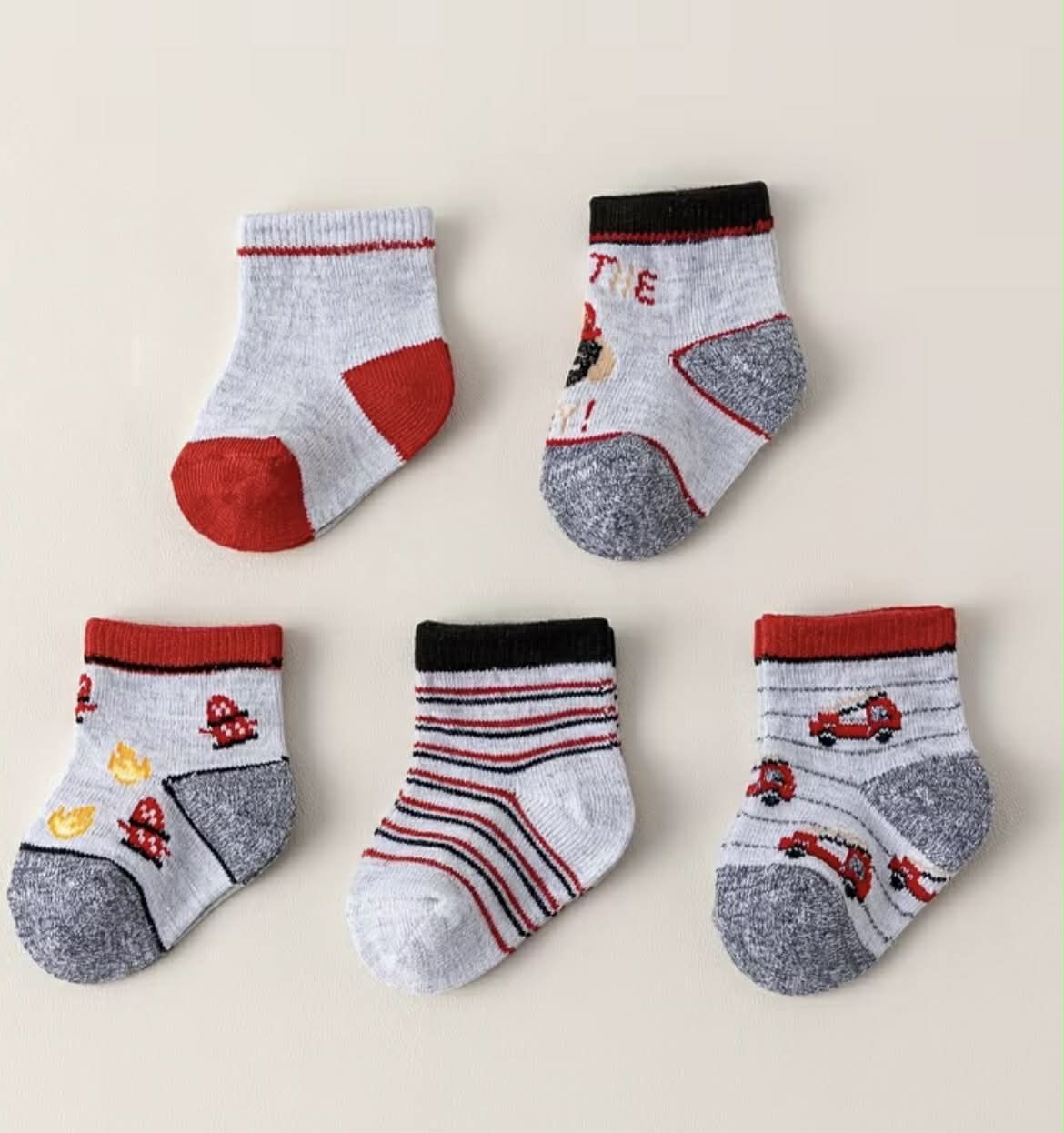 Fire Truck Socks 0/6m