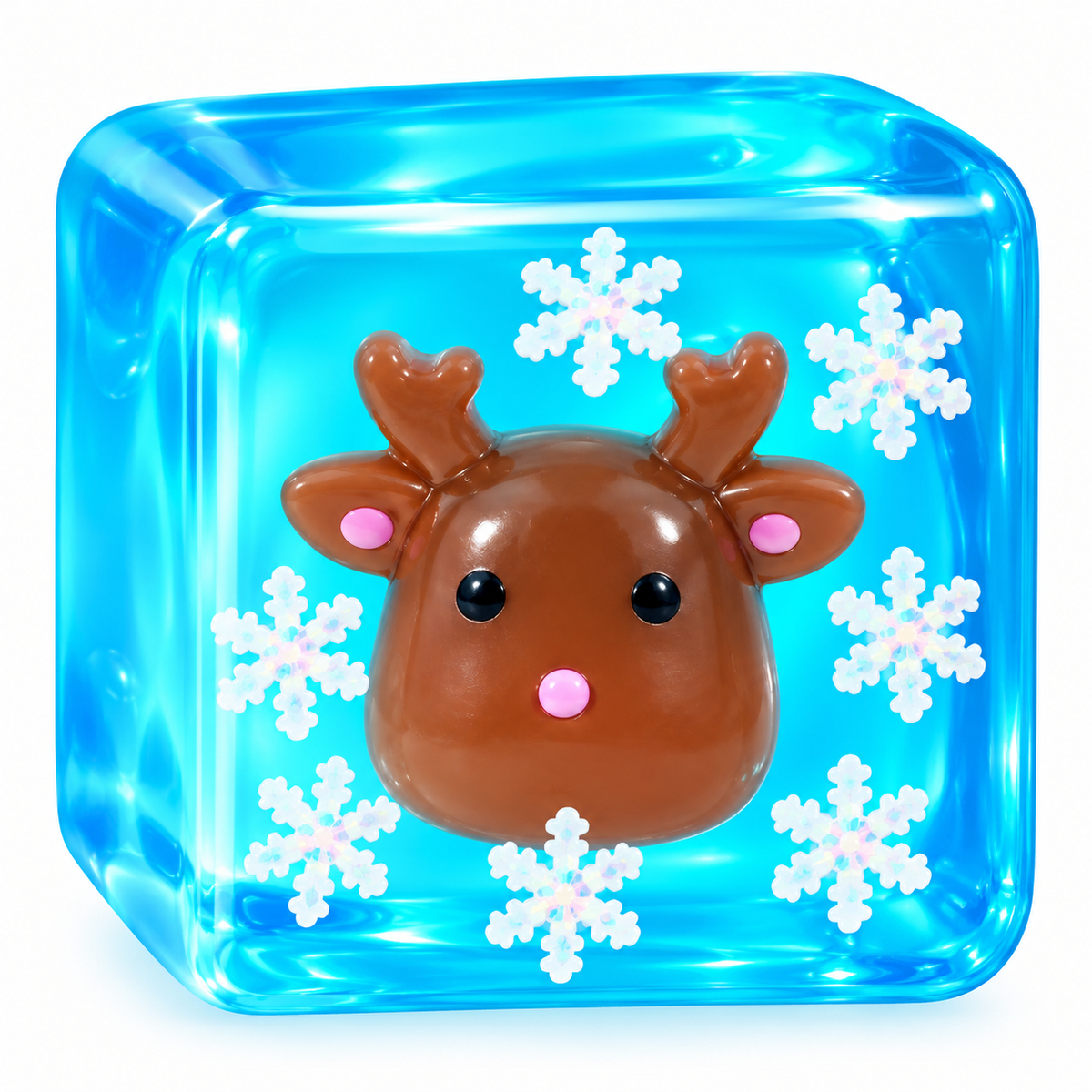 2" REINDEER & SNOWFLAKE SUGAR CUBE SQUISHY