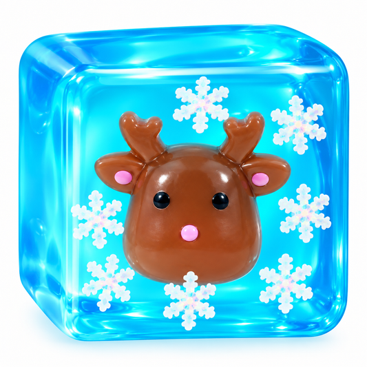 2" REINDEER & SNOWFLAKE SUGAR CUBE SQUISHY