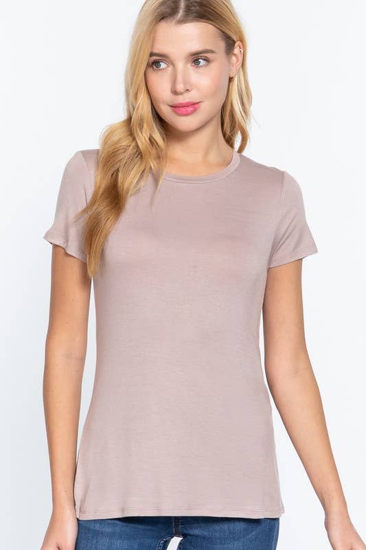 Short Sleeve Crew Neck Rayon Spandex Jersey Top