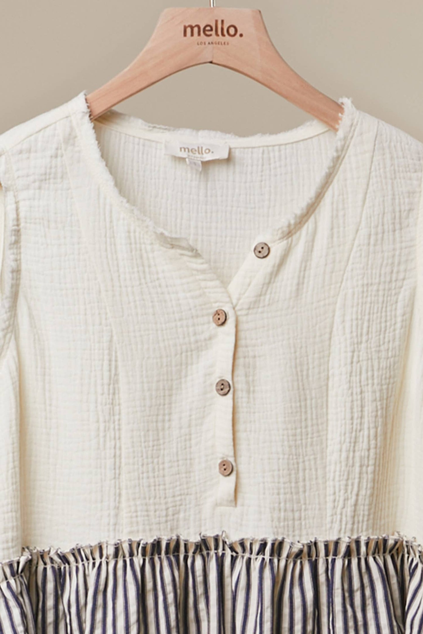 Striped Tiered Button Sleeveless Top