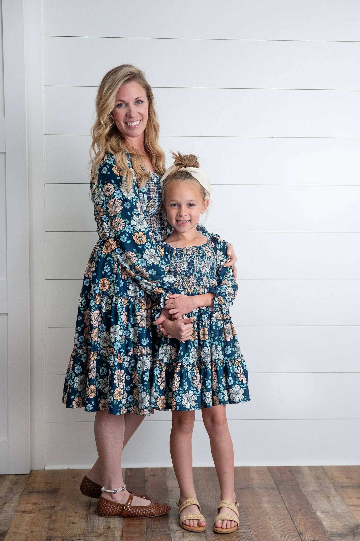 Girls Grace Winter Floral Mommy & Me Matching 3 Tiered Dress