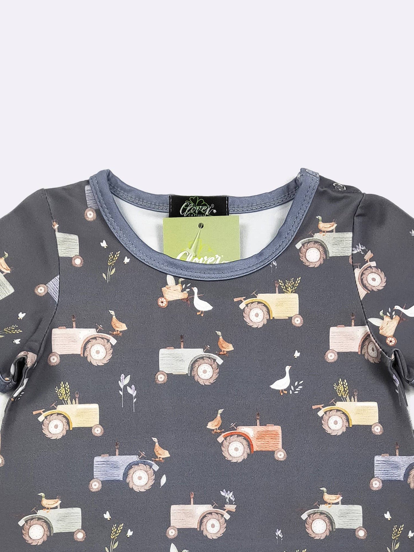 Navy Tractor Boy Romper
