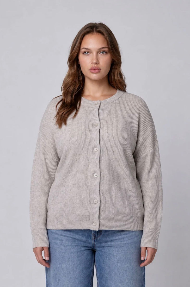 Plus Size Round Neck Button Down Cardigan