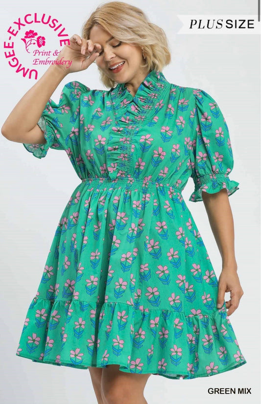 Ruffled Floral Babydoll Dress