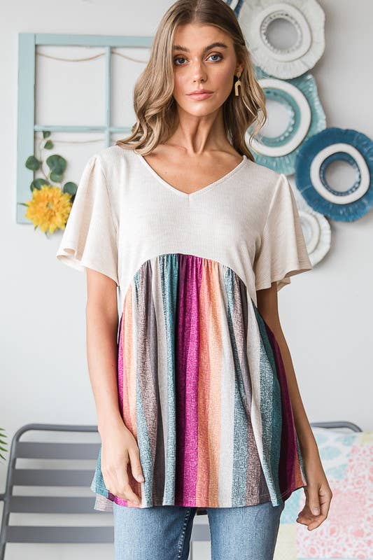 TRIPE BABYDOLL TOP