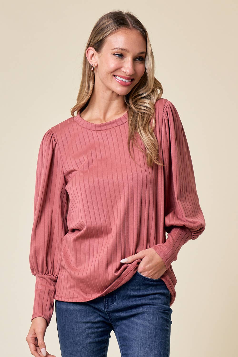 LMT4093-Angela Solid Long Sleeve Top