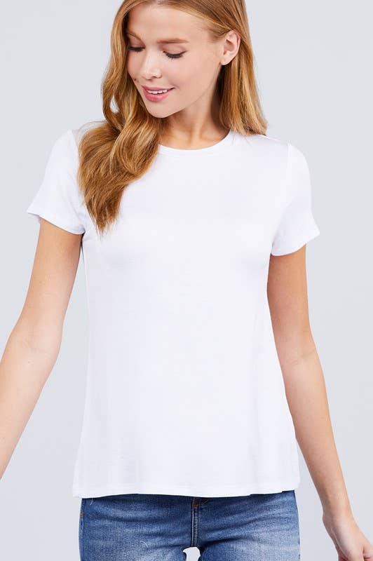 Short Sleeve Crew Neck Rayon Spandex Jersey Top
