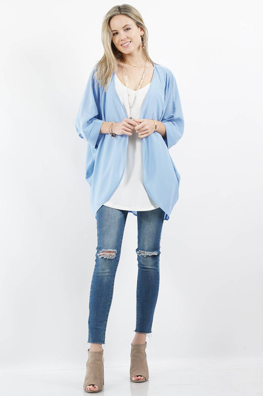 Chiffon Shoulder pleated Kimono Cardigan