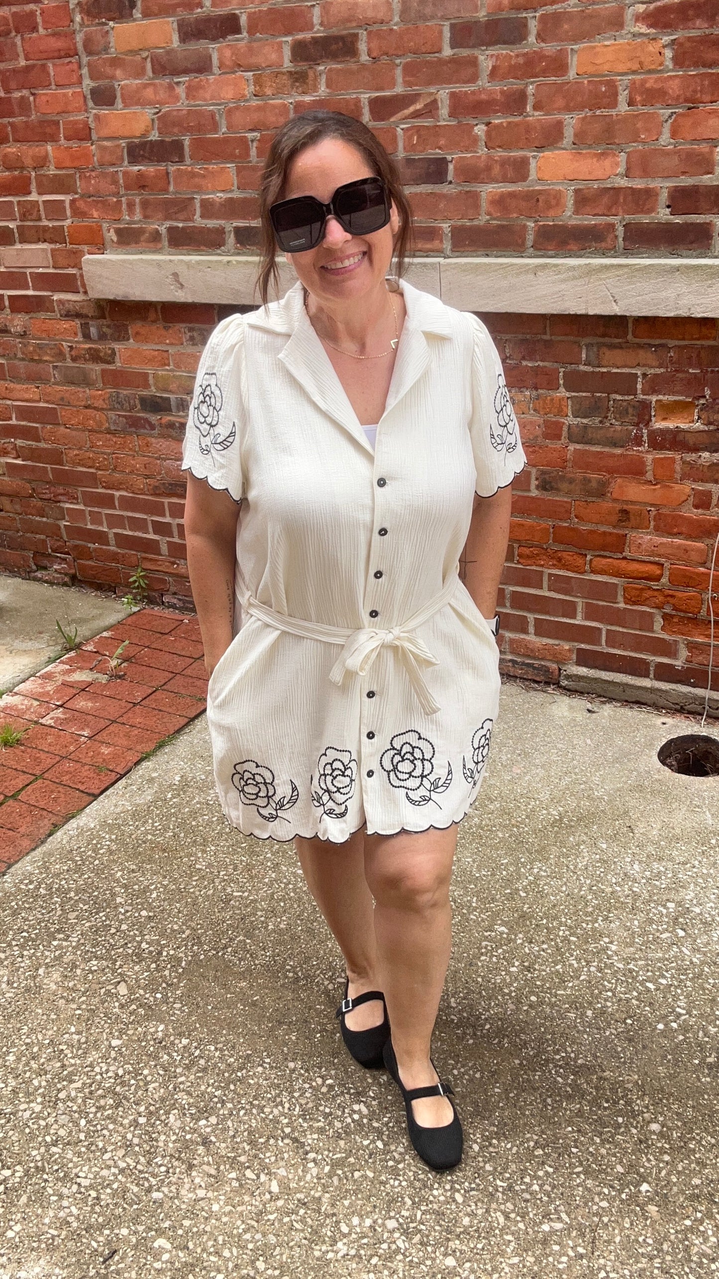 Floral Border Embroidered Dress