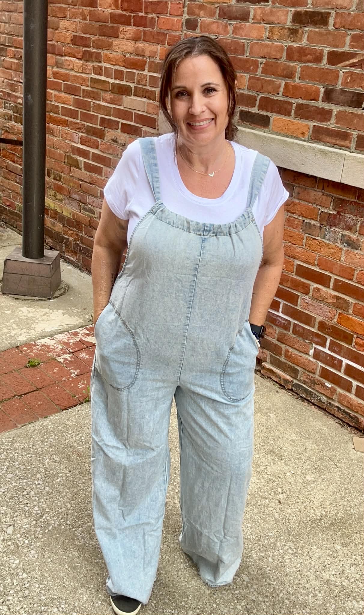 Washed Chambray Casual Jumpsuit