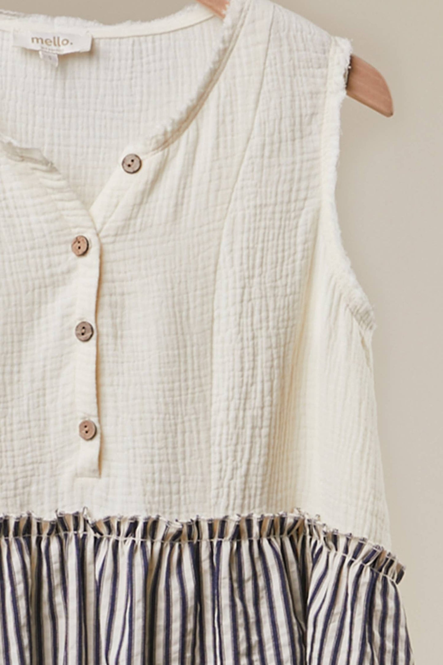 Striped Tiered Button Sleeveless Top