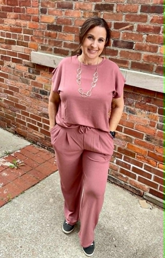 Solid Knit Comfy Top & Pants Set