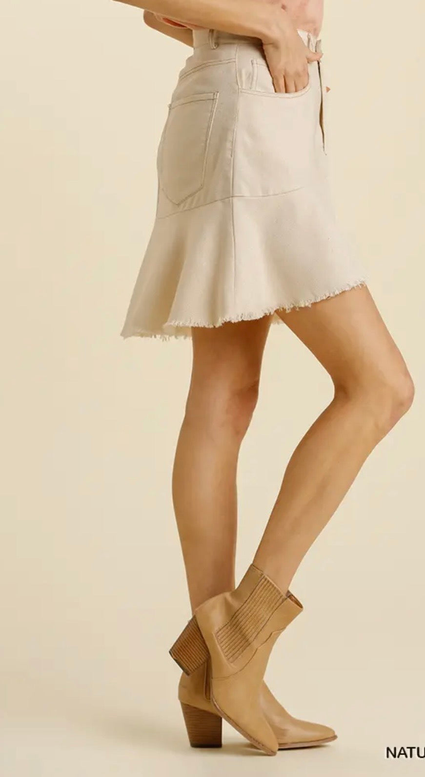 UMGEE High Low Skirt with Frayed Hem