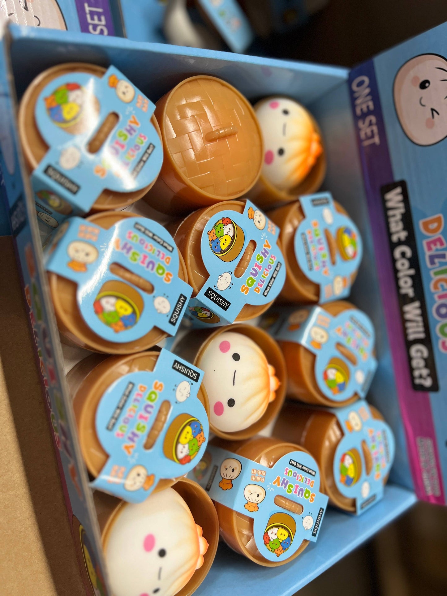 Mini Two-Toned Dumpling Squish Toy w/ Face | A0041