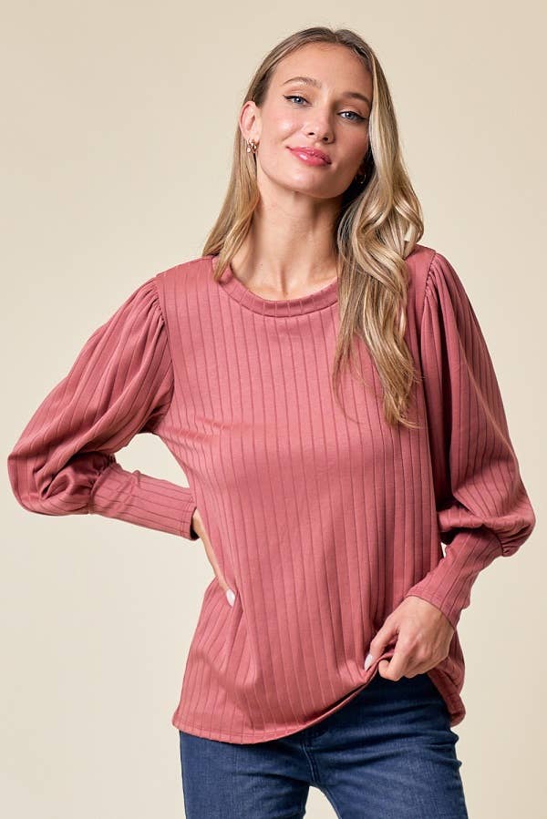 LMT4093-Angela Solid Long Sleeve Top