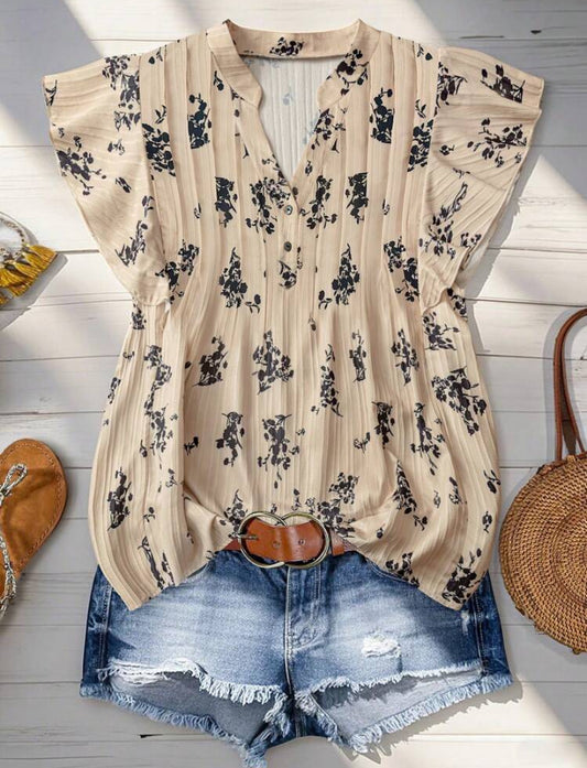 Black and Cream Floral Print
