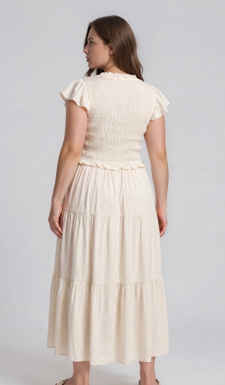 Plus Size Smocked Front Tie Ruffle