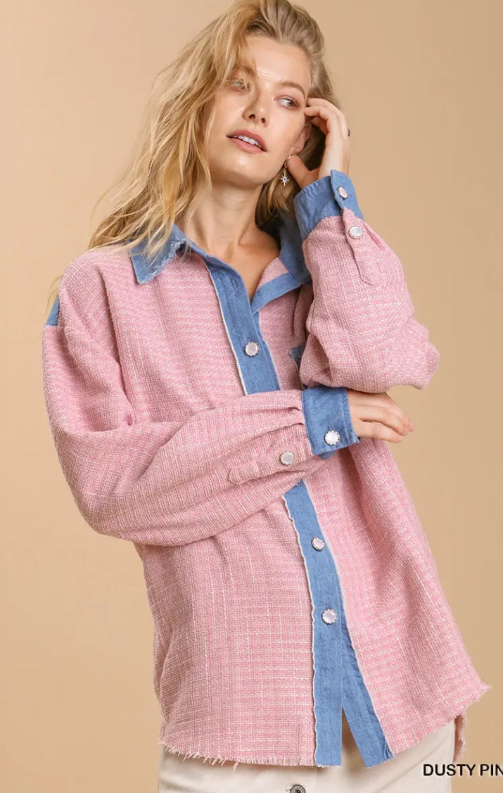 UMGEE Plaid Collared Shacket