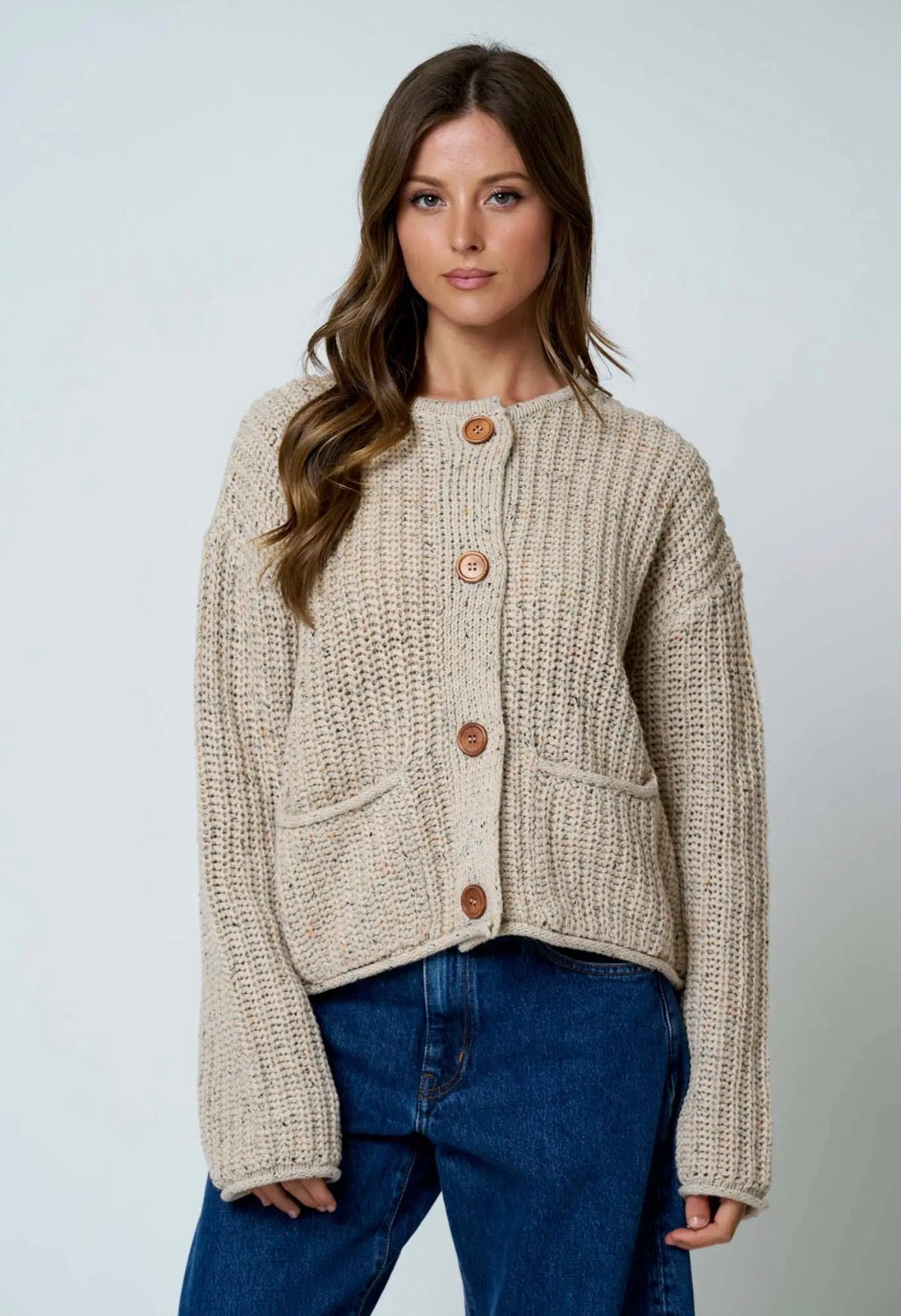 Button Down Chunky Knit Sweater