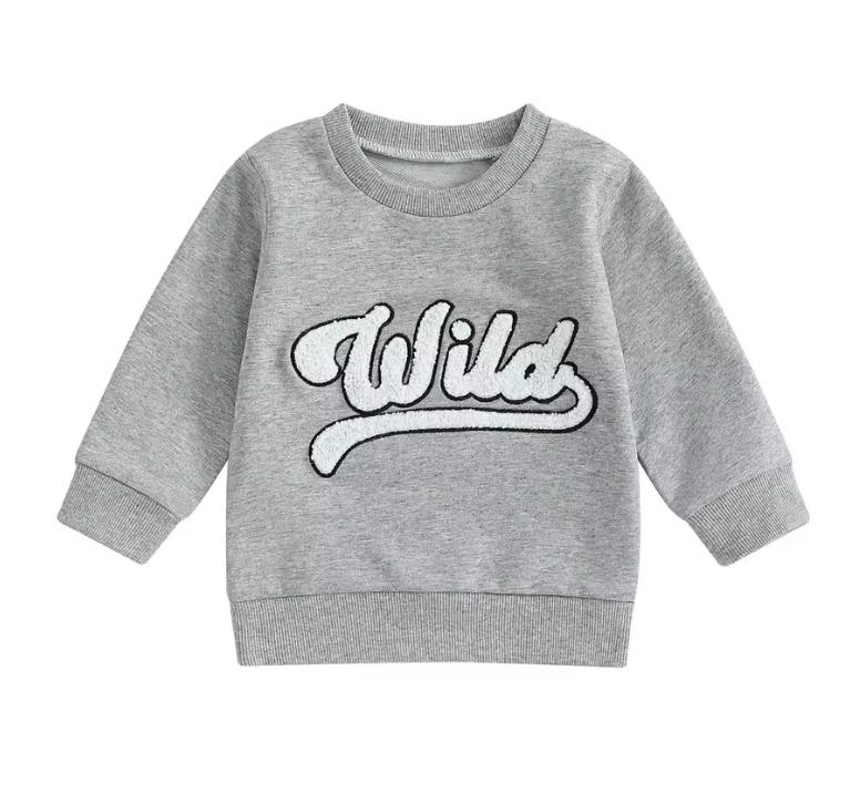 Gray Wild Embroidered Sweatshirt