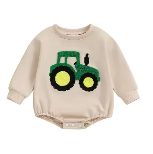 Embroidered Tractor Bubble Romper