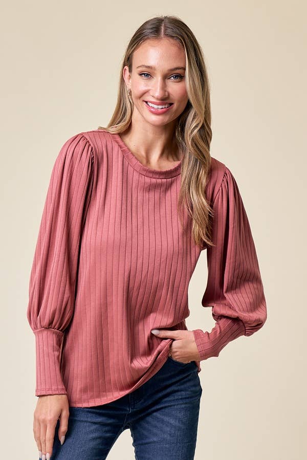 LMT4093-Angela Solid Long Sleeve Top