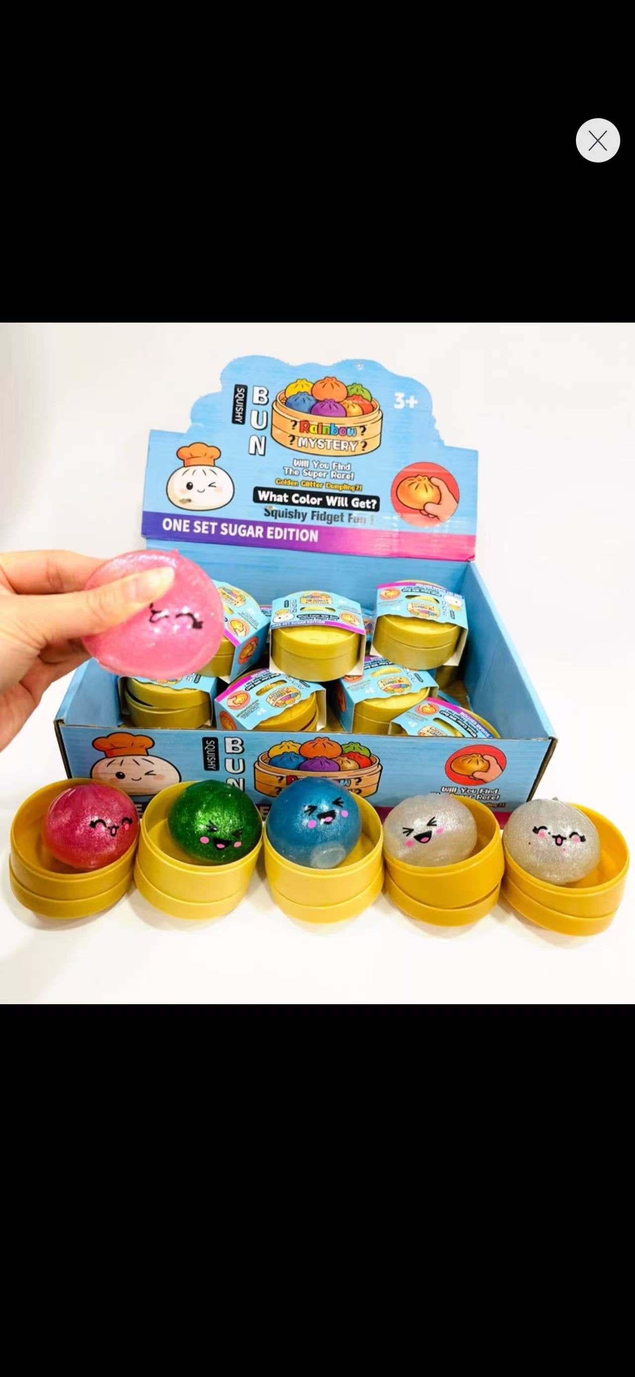 Gel Glitter Dumpling w/ Face Squishy Toy | A064
