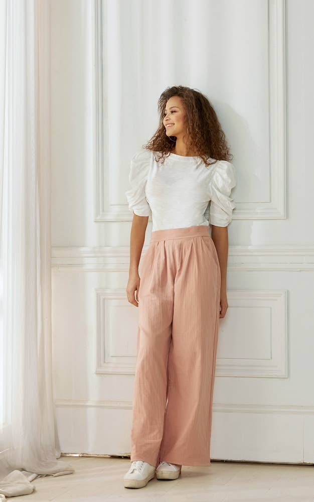 NP1002 Cotton Smocked Wide Leg Pants
