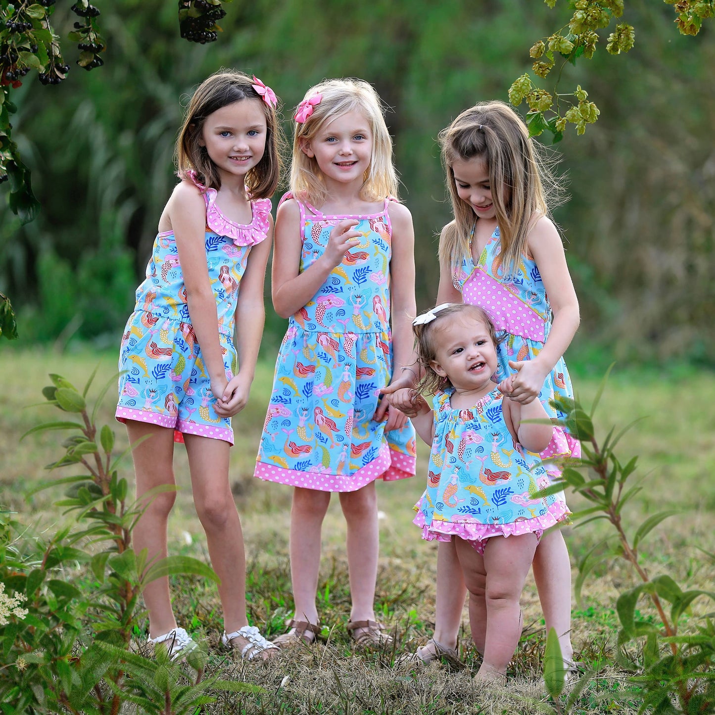 Girls Nautical Mermaid Shorts Jumpsuit Beach