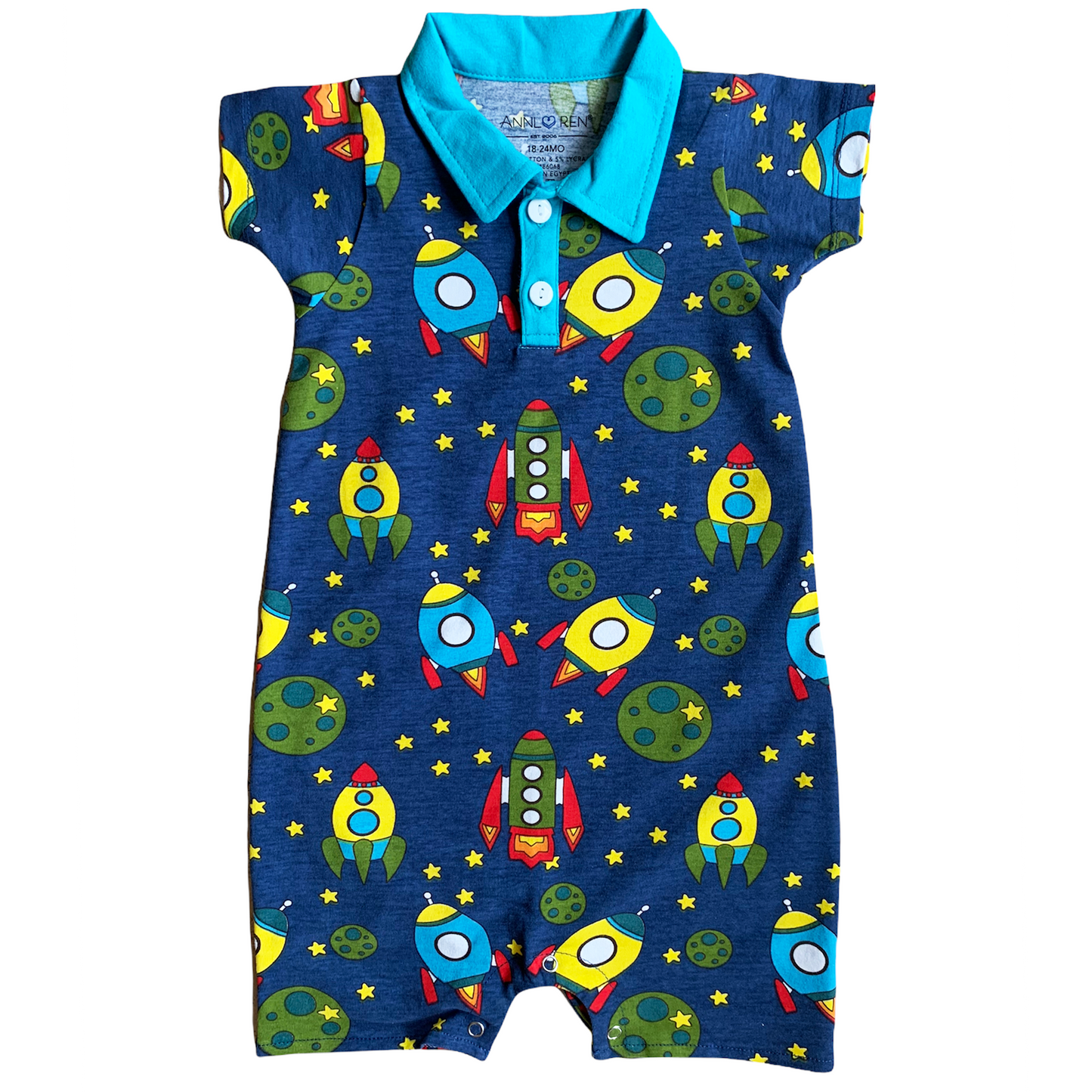 AnnLoren Spaceship shorts Collar Romper