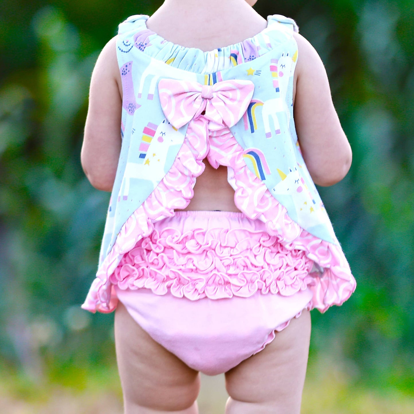 AnnLoren Baby Girls Swing Tank Top Unicorns & Rainbow