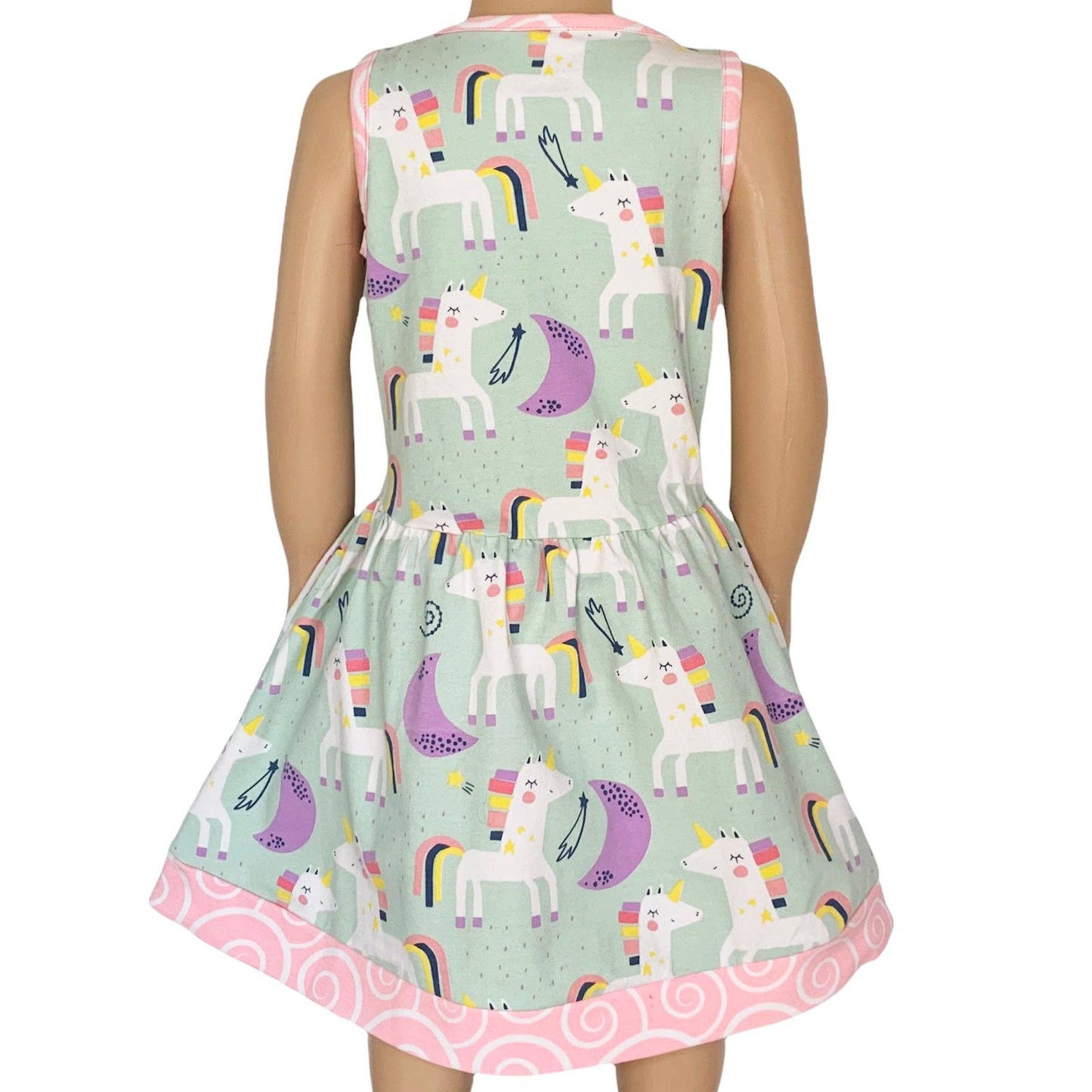 AnnLoren Girls Unicorns Rainbows Spring Dress