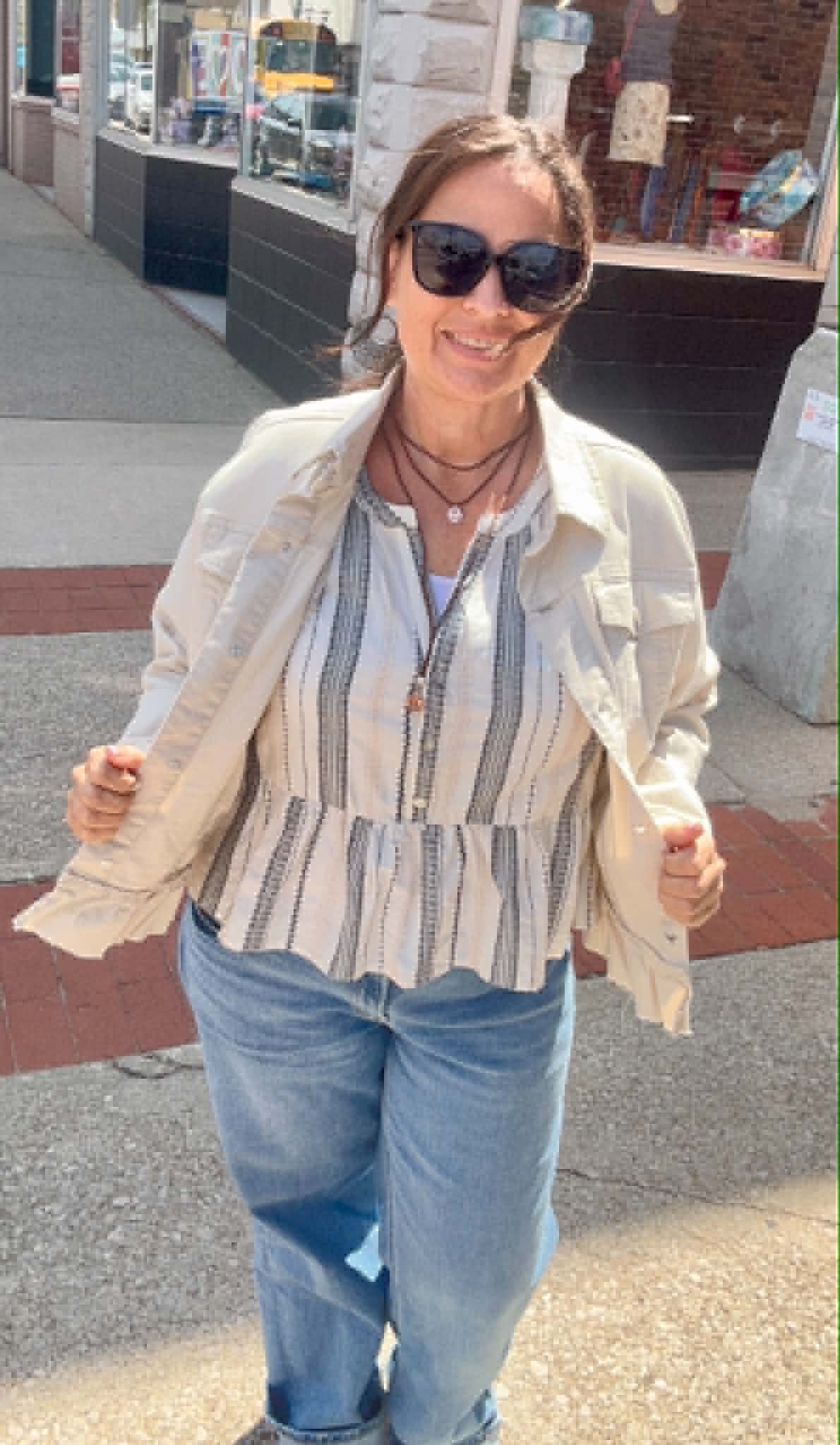 Striped Half Bell Sleeve Blouse Top