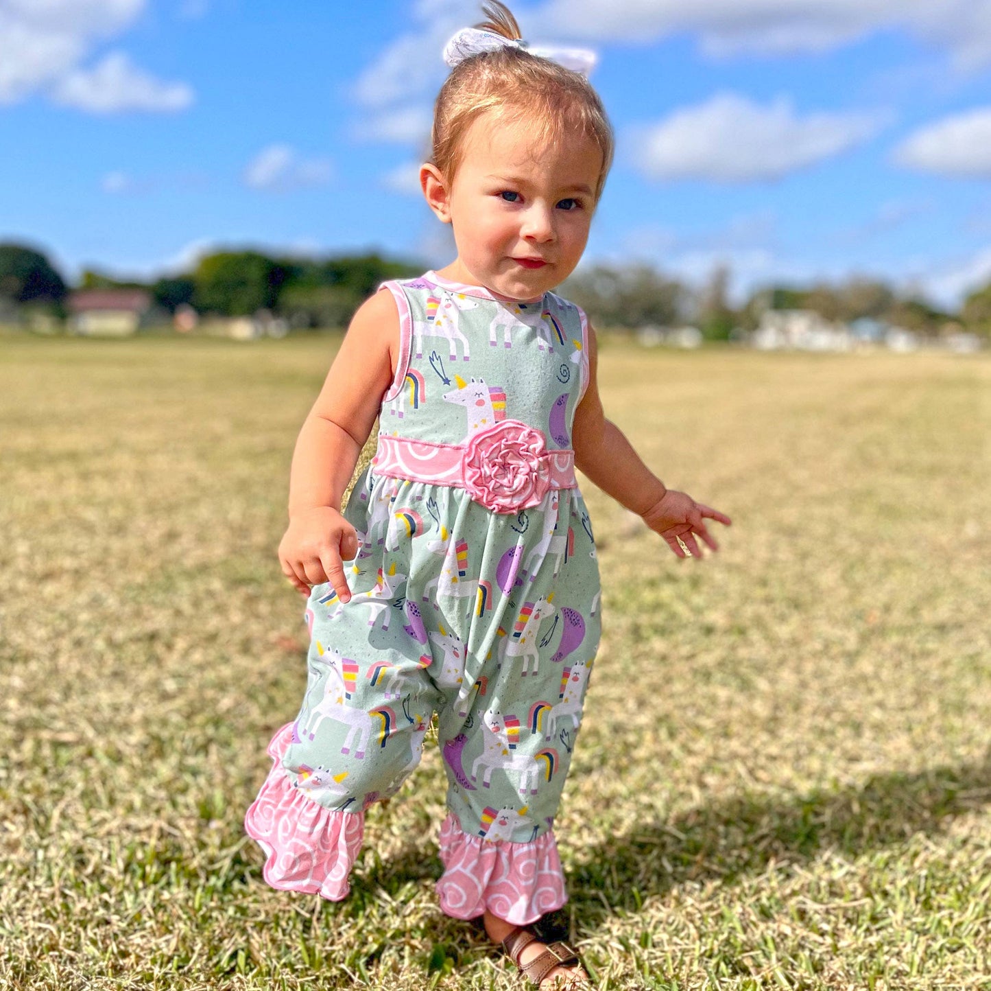 AnnLoren Toddler Unicorn & Rainbow Baby Girls Romper PrePack