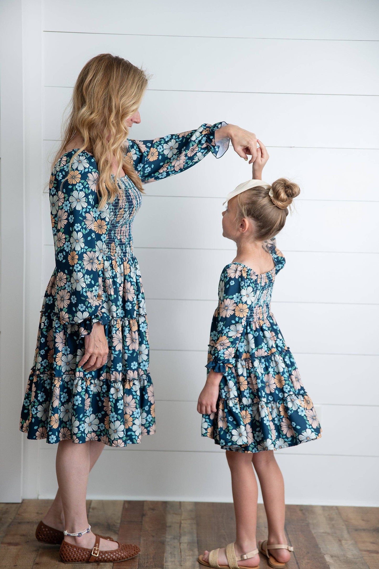 Girls Grace Winter Floral Mommy & Me Matching 3 Tiered Dress