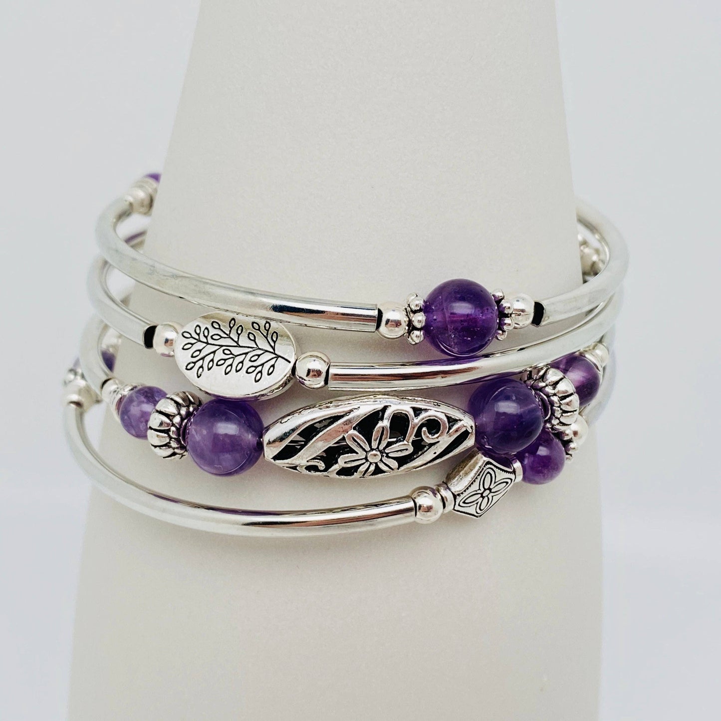 Natural Stone Wrap Beaded Bracelet Bangle