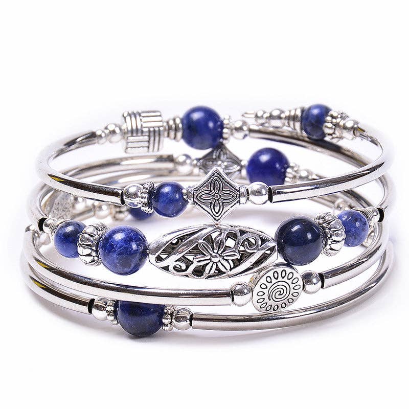Natural Stone Wrap Beaded Bracelet Bangle
