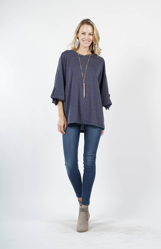 Navy Flutter Sleeve Tunic