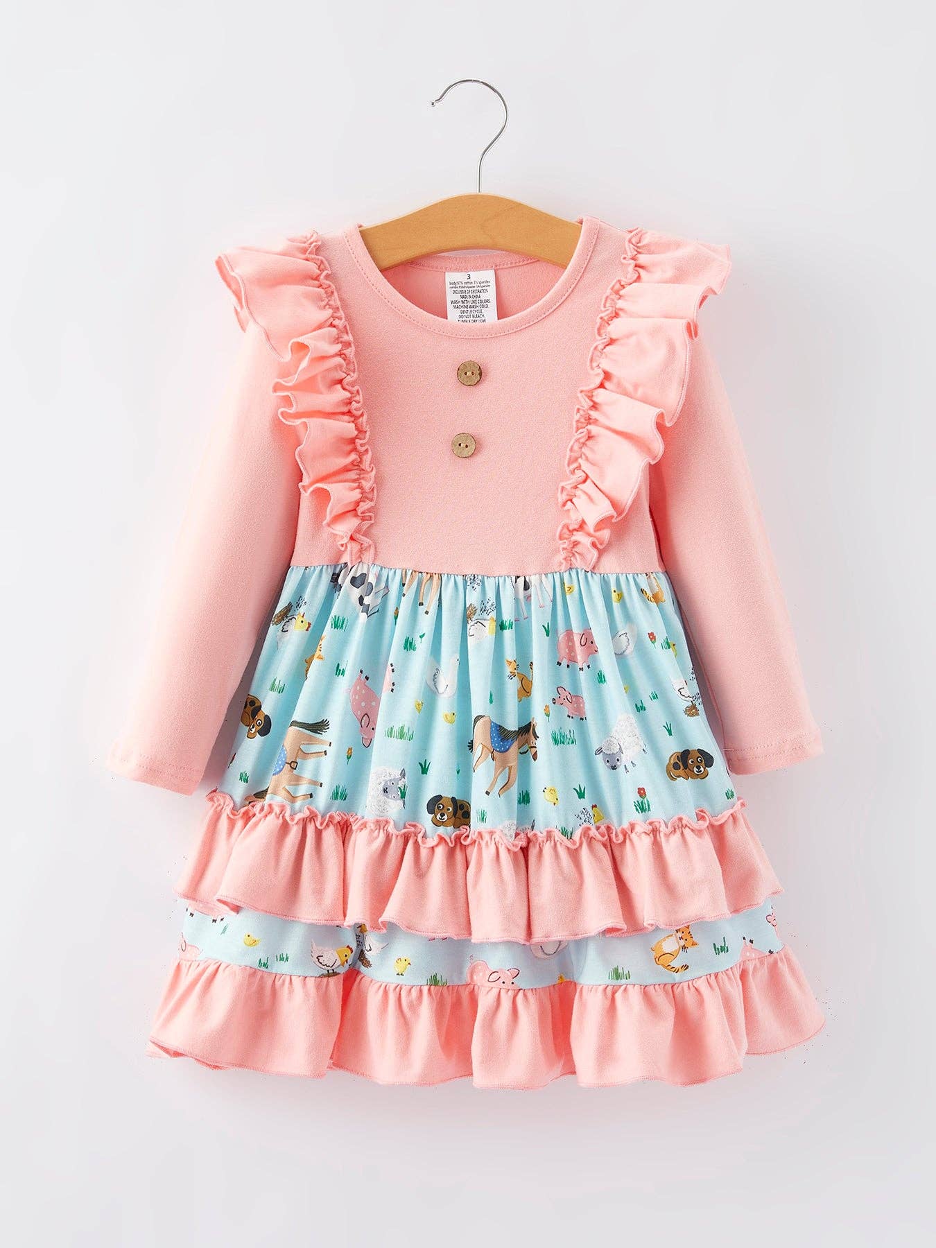 Farm Girl Ruffle Print Pink Romper