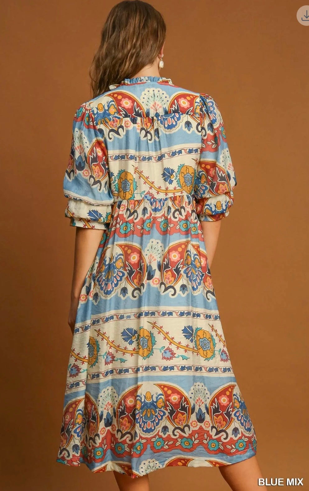 UMGEE Border Print Midi Dress