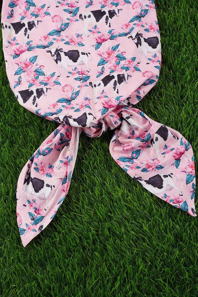 Cow/floral  printed baby gown