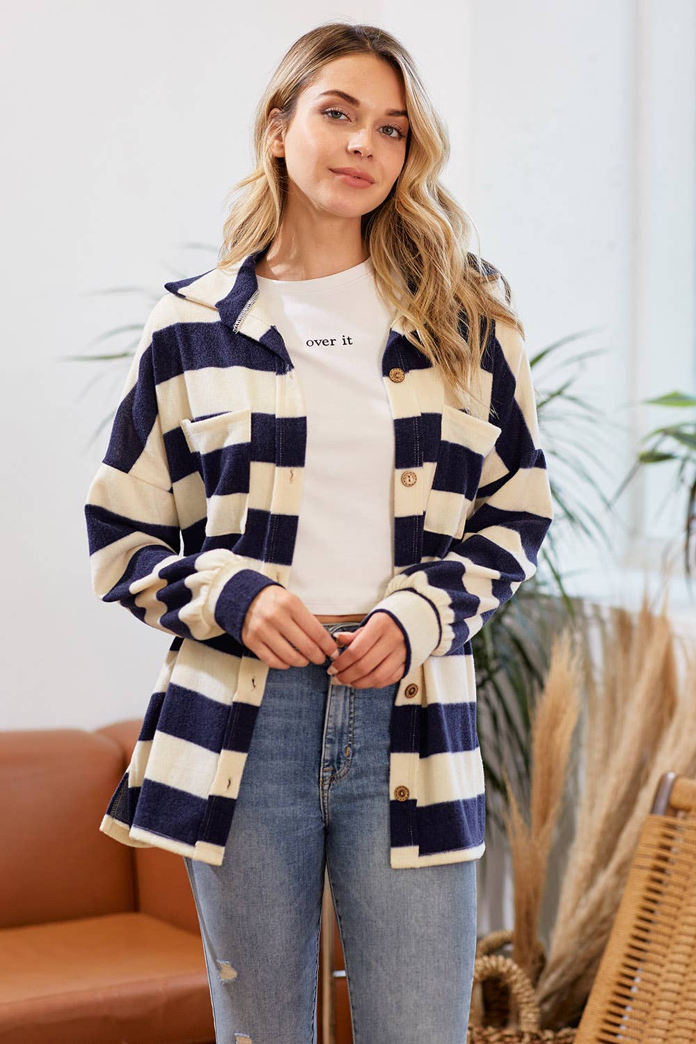 Warm My Heart Stripe Shacket